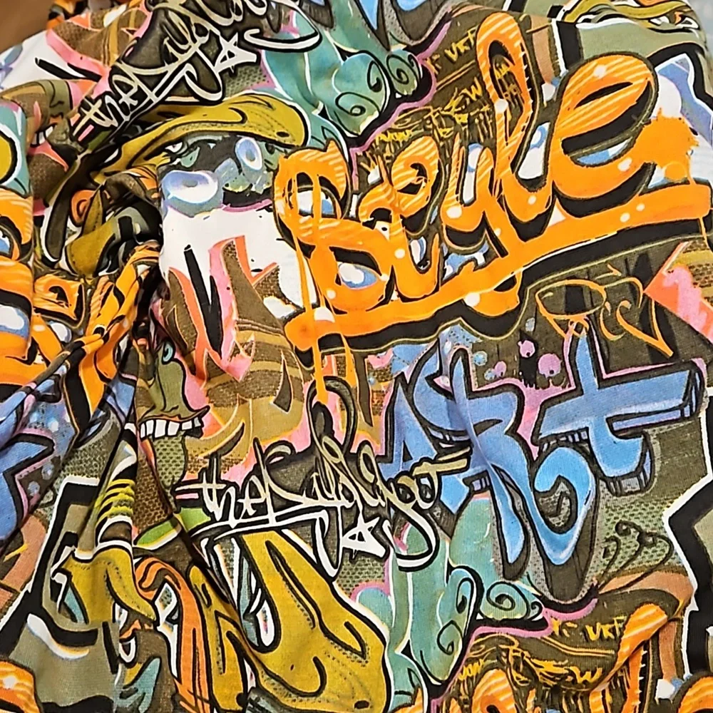 MASSIVE Y2K Abstract graffiti print hoodie kangaroo pocket NWT UNISEX vibrant - Picture 8 of 8